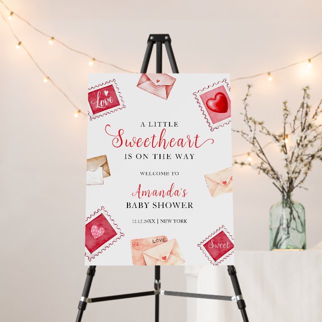 Letter Stamp Sweetheart Baby Shower Welcome Sign (In Situ (Stand))
