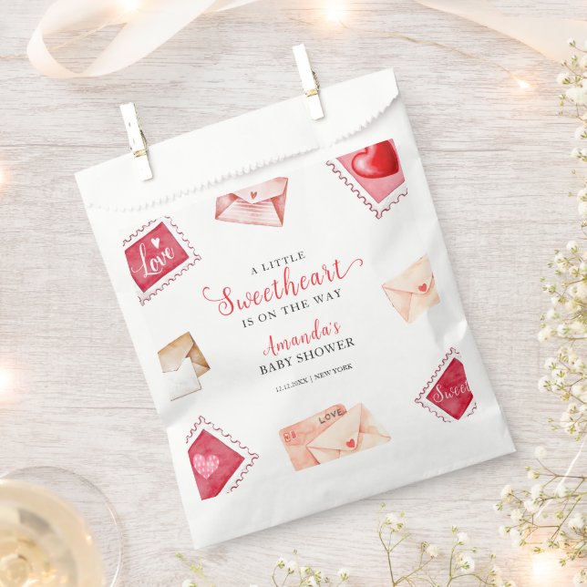 Letter Stamp Sweetheart Valentine Baby Shower  Favor Bag (Clipped)
