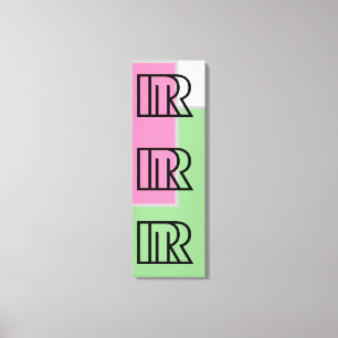 Letter STYLE R Pattern Color,Green, Pink,Black Canvas Print
