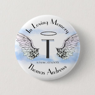Letter T Add Name Memorial Pinback Button