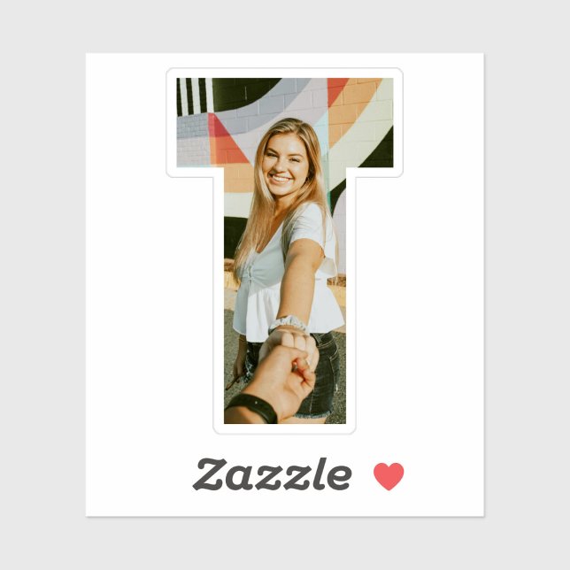 Letter T Alphabet & Photo Custom-Cut Vinyl Sticker (Creator Uploaded)