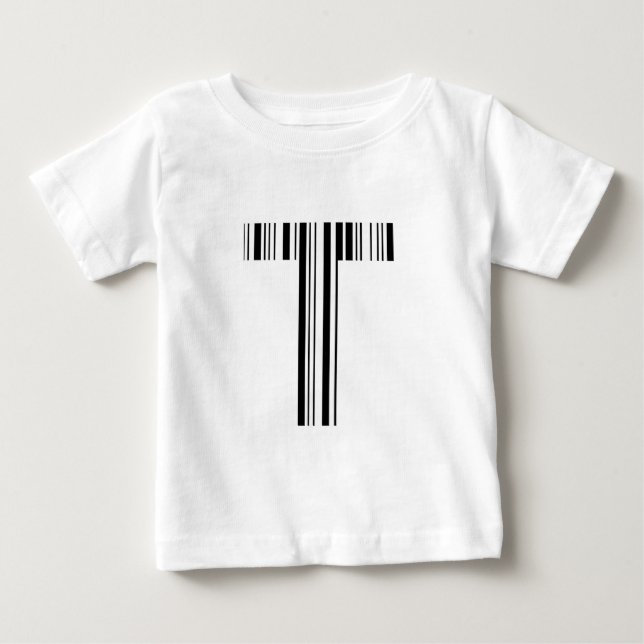 LETTER T BAR CODE First Initial Barcode Pattern Baby T-Shirt (Front)