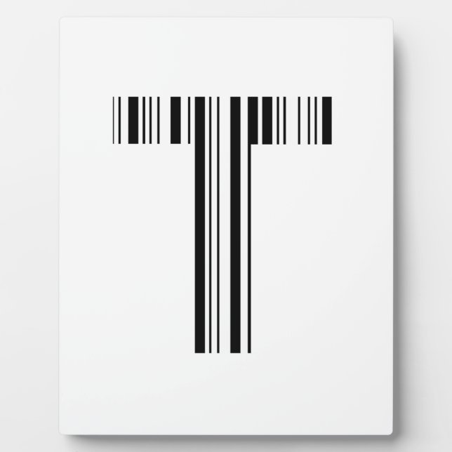 LETTER T BAR CODE First Initial Barcode Pattern Plaque (Front)