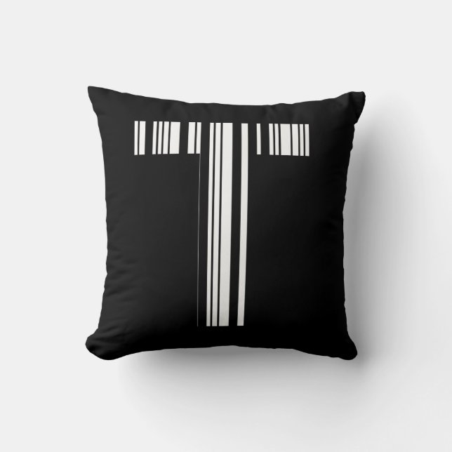 LETTER T BAR CODE First Initial Barcode Pattern Throw Pillow (Front)