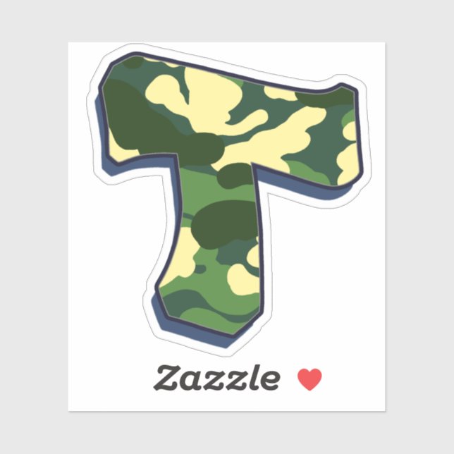 Letter T - Camo Green Sticker (Sheet)