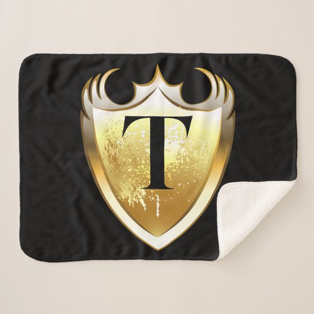 Letter T Capital Alphabet Sherpa Blanket (Front (Horizontal))