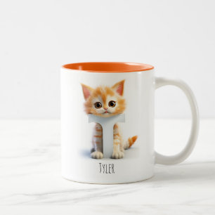 Letter T Cat Alphabet Monogram Coffee Mug