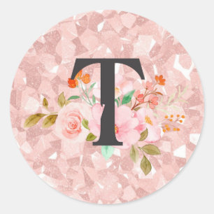 Letter T Classic Round Sticker