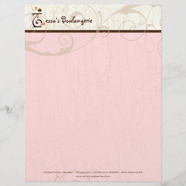 Letter T  Cupcake Business Letterhead (Front)
