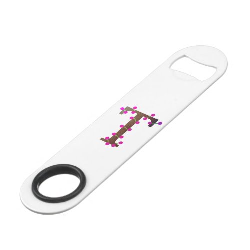 Letter T decorative initial on white Bar Key