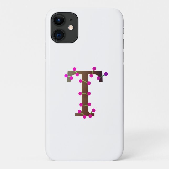 Letter T decorative initial on white Case-Mate iPhone Case (Back)