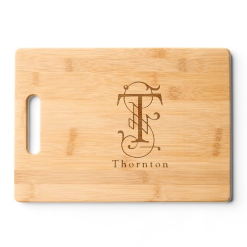 Letter T Elegant Monogram Personalized Name Cutting Board