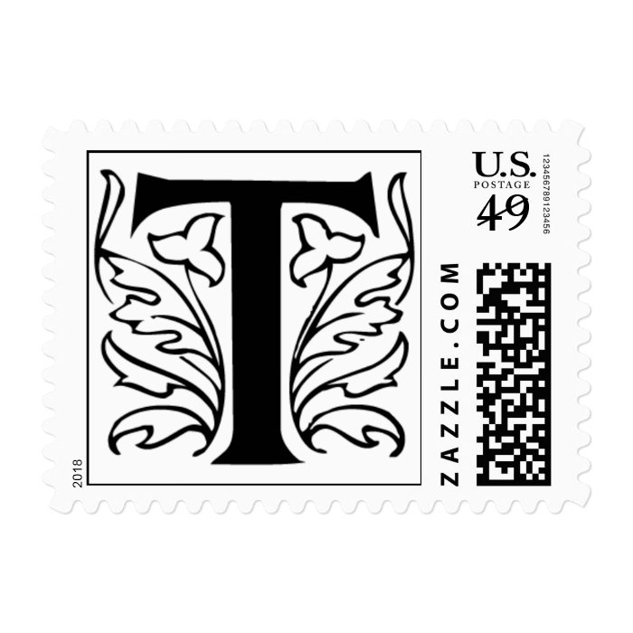 Letter T Fancy Initial Postage Stamps