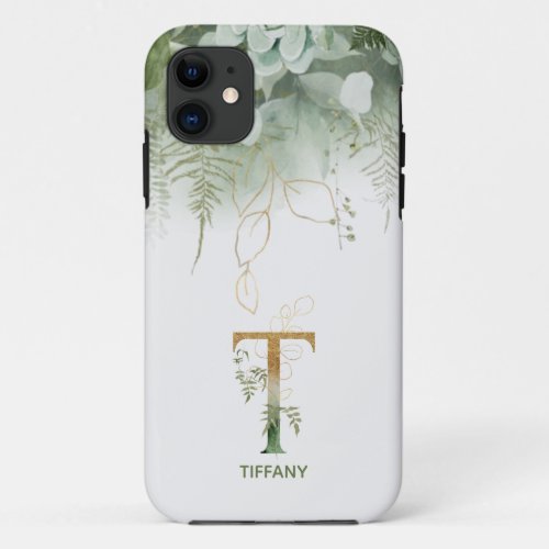 Letter T Fern  Succulent Case_Mate iPhone Case