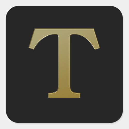 Letter T Gold Square Sticker