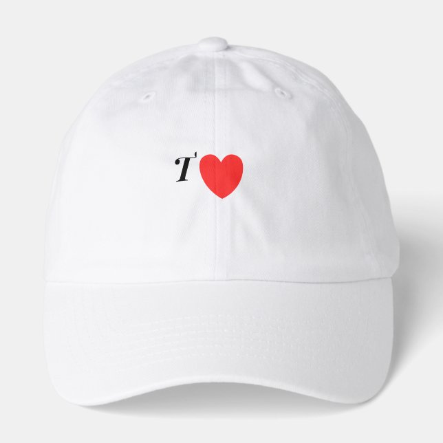 Letter T Heart - Valentine Initial Love Design Hat (Front)