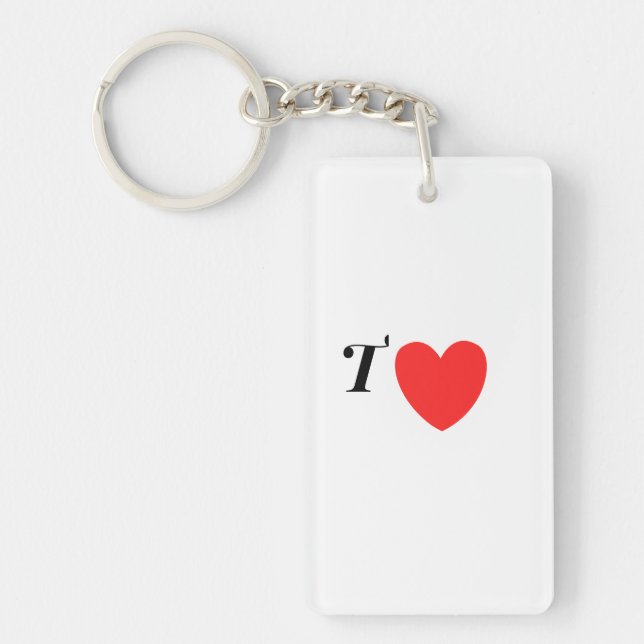 Letter T Heart - Valentine Initial Love Design Keychain (Front)