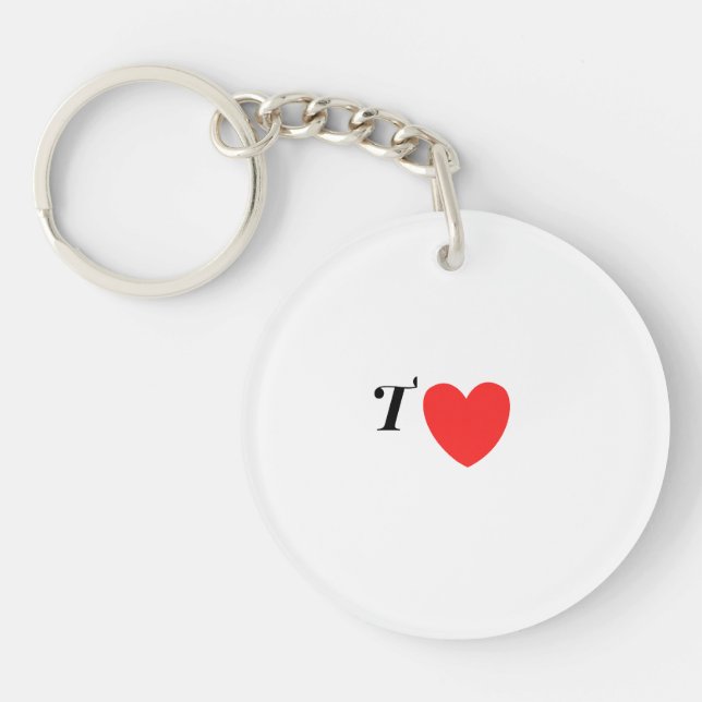Letter T Heart - Valentine Initial Love Design Keychain (Front)