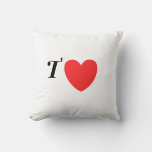 Letter T Heart - Valentine Initial Love Design Throw Pillow