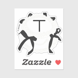 Letter T Initial Black And White Bow Vintage Cake Sticker