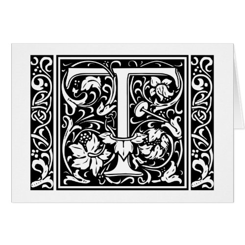 Letter T Medieval Monogram Art Nouveau