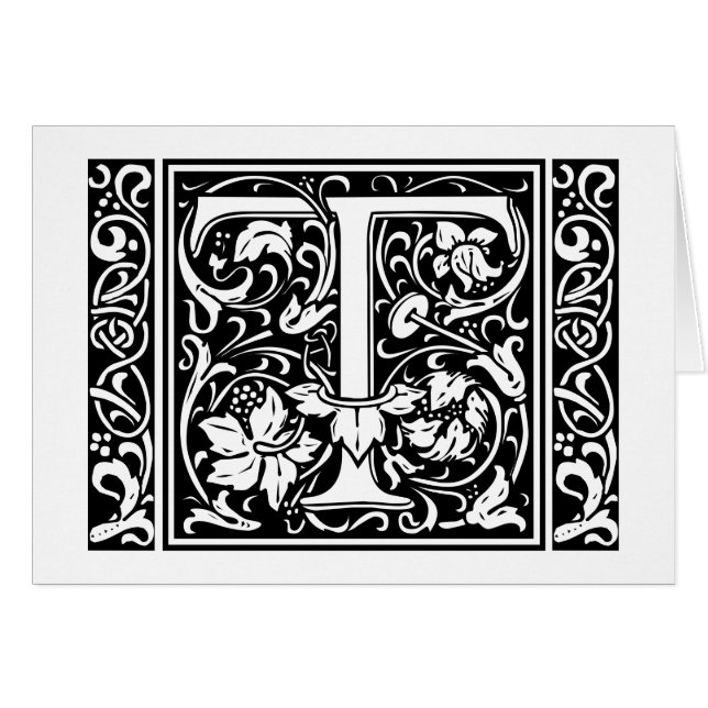 Letter T Medieval Monogram Art Nouveau (Front Horizontal)