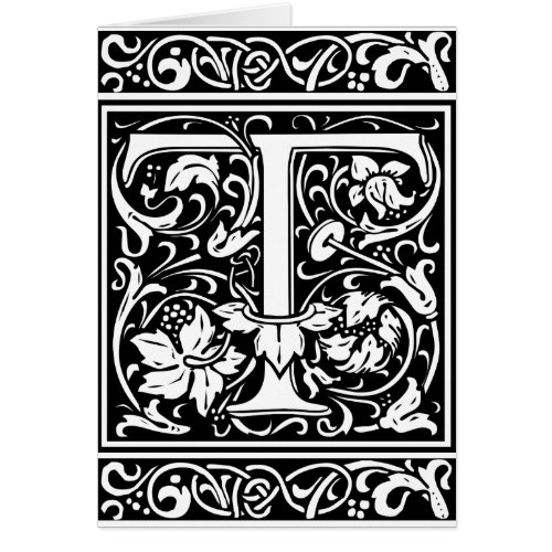 Letter T Medieval Monogram Art Nouveau