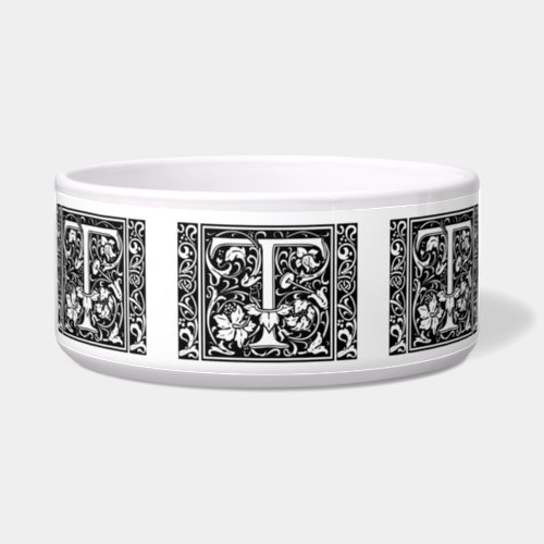 Letter T Medieval Monogram Art Nouveau Bowl