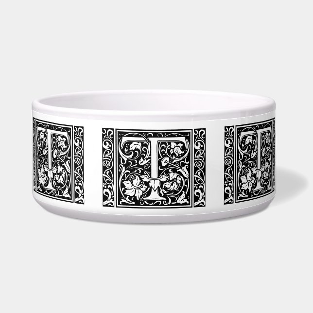Letter T Medieval Monogram Art Nouveau Bowl (Front)