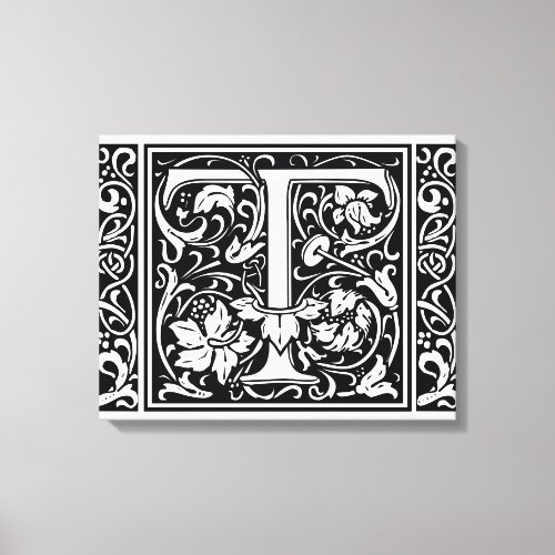 Letter T Medieval Monogram Art Nouveau Canvas Print