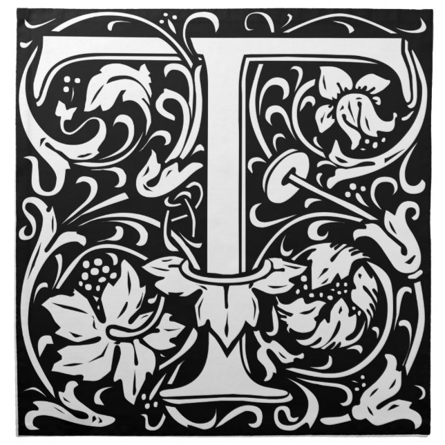 Letter T Medieval Monogram Art Nouveau Cloth Napkin (Front)