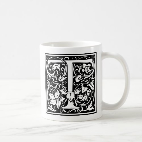 Letter T Medieval Monogram Art Nouveau Coffee Mug