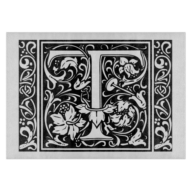 Letter T Medieval Monogram Art Nouveau Cutting Board (Front)