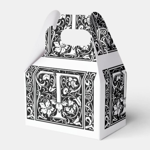 Letter T Medieval Monogram Art Nouveau Favor Boxes