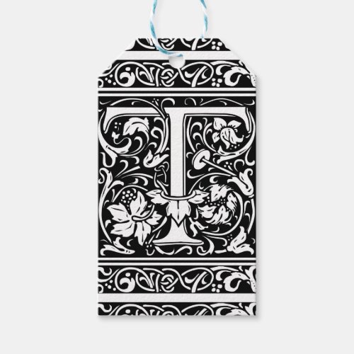 Letter T Medieval Monogram Art Nouveau Gift Tags