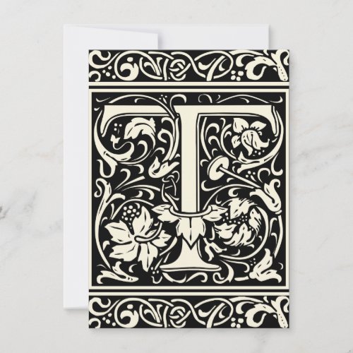 Letter T Medieval Monogram Art Nouveau Invitation