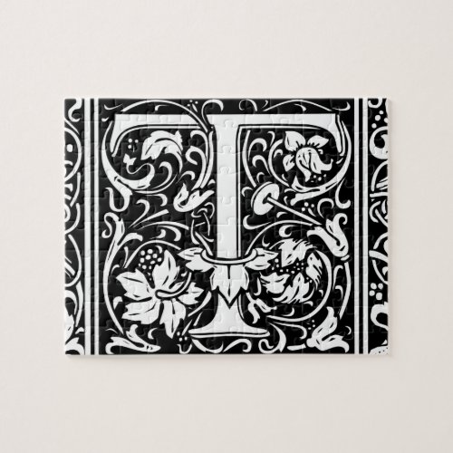 Letter T Medieval Monogram Art Nouveau Jigsaw Puzzle