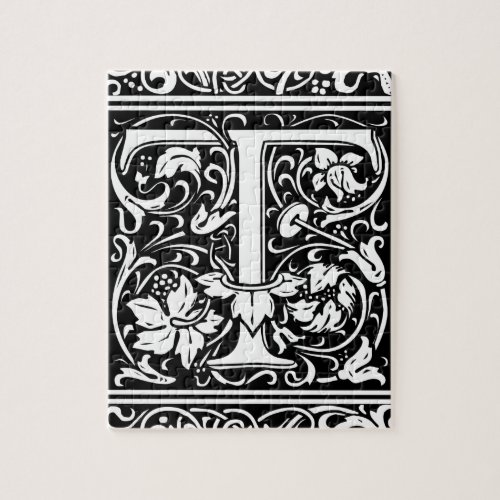 Letter T Medieval Monogram Art Nouveau Jigsaw Puzzle