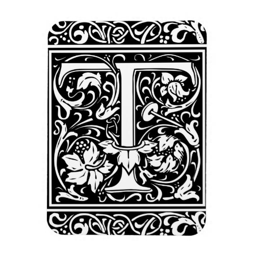 Letter T Medieval Monogram Art Nouveau Magnet