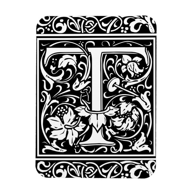 Letter T Medieval Monogram Art Nouveau Magnet (Vertical)
