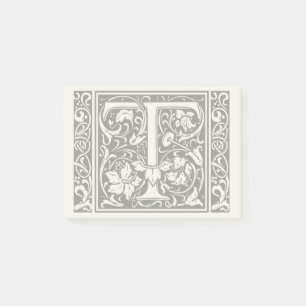 Letter T Medieval Monogram Art Nouveau Post-it Notes