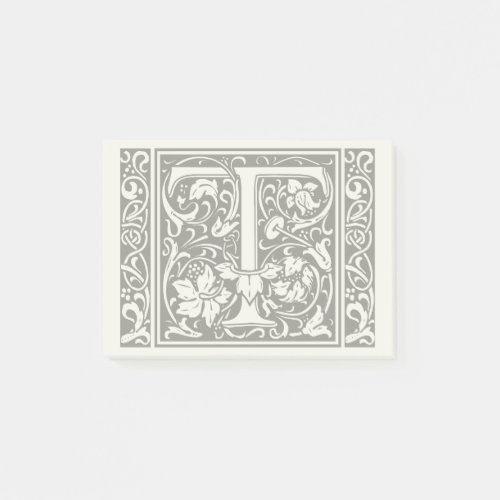 Letter T Medieval Monogram Art Nouveau Post_it Notes