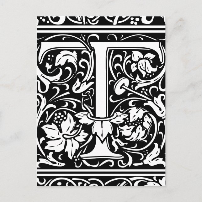 Letter T Medieval Monogram Art Nouveau Postcard (Front)