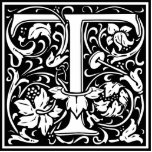 Letter T Medieval Monogram Art Nouveau Statuette<br><div class="desc">This initial T is part of a complete series of upper case William Morris inspired typography initials. The black and white lettering is highly decorative, styled after the fancy typography of the middle ages. Cute and trendy, this is a vintage chic monogram T - letter T- swirly T . Customize...</div>