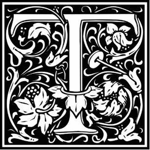 Letter T Medieval Monogram Art Nouveau Statuette