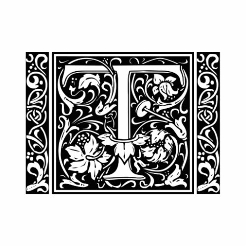 Letter T Medieval Monogram Art Nouveau Statuette