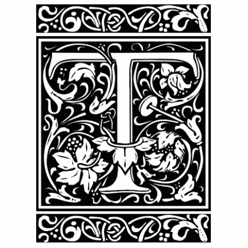 Letter T Medieval Monogram Art Nouveau Statuette