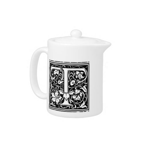 Letter T Medieval Monogram Art Nouveau Teapot