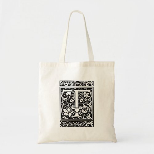 Letter T Medieval Monogram Art Nouveau Tote Bag