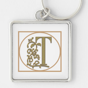 LETTER T MONOGRAM Beautiful Wedding New Home Gift Keychain